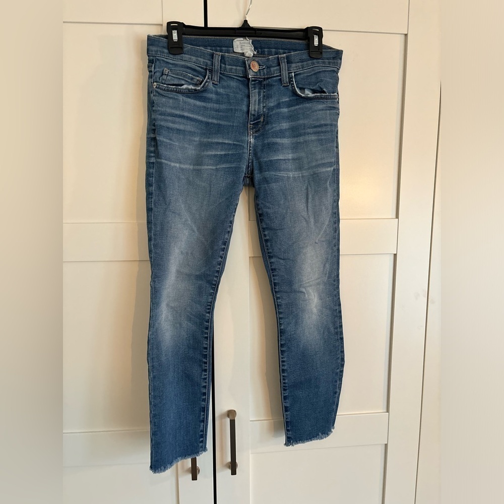 Current/Elliott Jeans Cuffed Skinny Envy Blue Distressed Women's 26 (28 x 28)